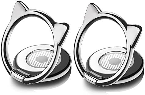 KAGYOKU Telefon Ring Cat [2 Pack] priključni Kickstand Ultra Thin slatka 360 stepeni Smartphone držač prst prsten stalak kompatibilan za telefon X, XS, XR, XS Max, 8, 7 Plus, 7, 6S Plus, S9, S10 Crna