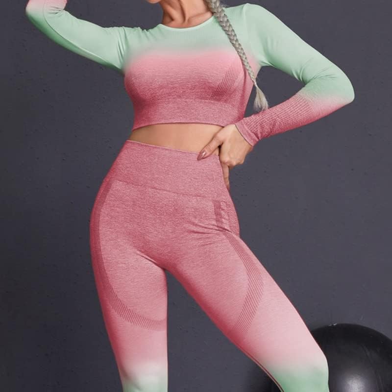 Wpyyi 3pcs bešavne žene joga set Workout Sportska odjeća za teretanu odjeću Fitness dugi rukav gornji odijelo
