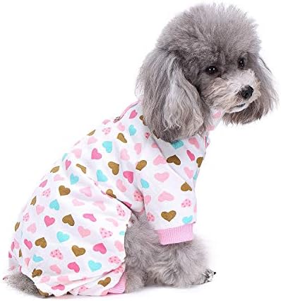 Ranphy Dog odjeću za male pse Djevojka Pajamas Puppy Heart Print Turtleneck Majica Slatki CAT Jumpsit Chihuahua