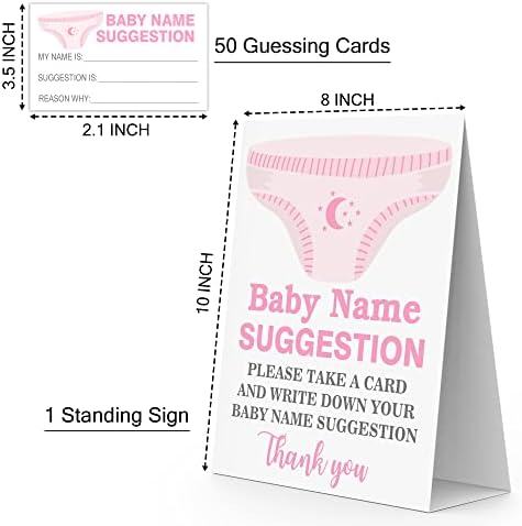 Baby Name prijedlog za Baby Shower, Pink pelena tema ime prijedlog igre kartice, 1 znak & amp; 50 Fill-in