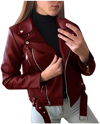 Ženska Heather Faux kožna moto jakna s dugim rukavima modna ulična odjeća Cool Girls CAPE gornja odjeća