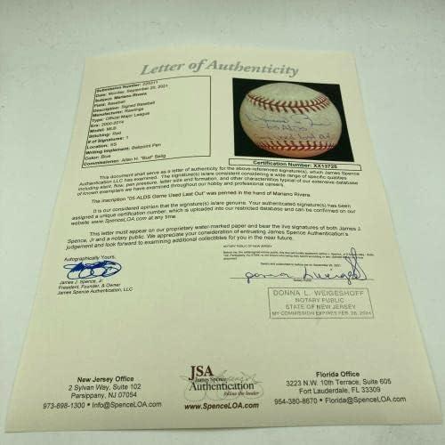 Mariano Rivera 2005 Doigravanje Završno sačuvanje potpisane utakmice Rabljena bejzbol JSA COA - MLB autogradna