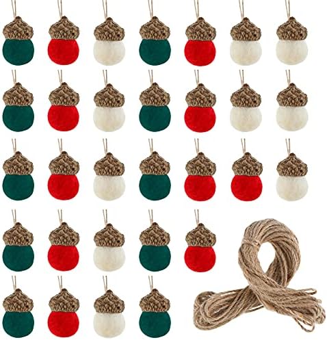 30 komada filcane vune žir Ornamenti Božić Pinecone felt Balls Pom žir božićno drvo Pom žir filc viseći