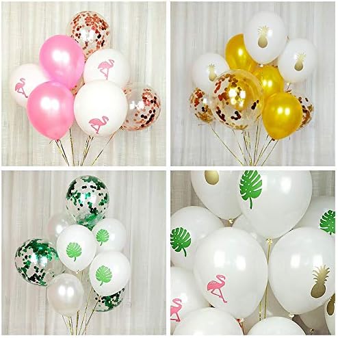 Ljubičasta Flamingo Confetti Baloni, 15 kom balački baloni za zabavu sa okruglim konfetima za Havaje Luau