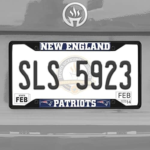 FanMats 31366 New England Patriots Metal Licency Plate Frame crni finiš