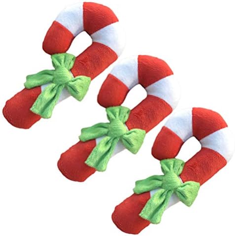 AMOSFUN SKITTY PLUSh 3pcs Candy Cane Toy Božićni plišani pas škripavska igračka žvakaća igračkama štenad