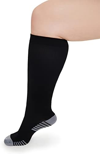 Dingcooler 3 Pakovanje širokih telećim čarapama za žene za žene i muškarce 15-20 mmhg, plus veličine koljena