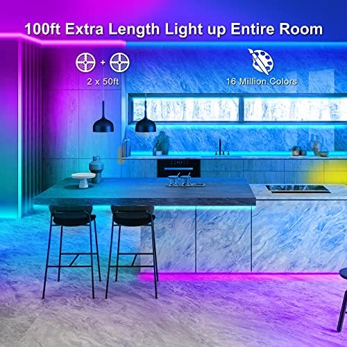 hyrion 100ft Smart Led strip svjetla za spavaću sobu, zvuk aktiviran promjena boje uz Alexa i Google, Music