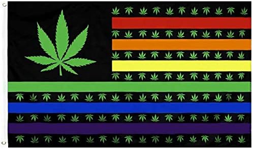 Rainbow marihuana lon list SAD 3x5ft zastave zastava korova hipi bluti kanabis droge