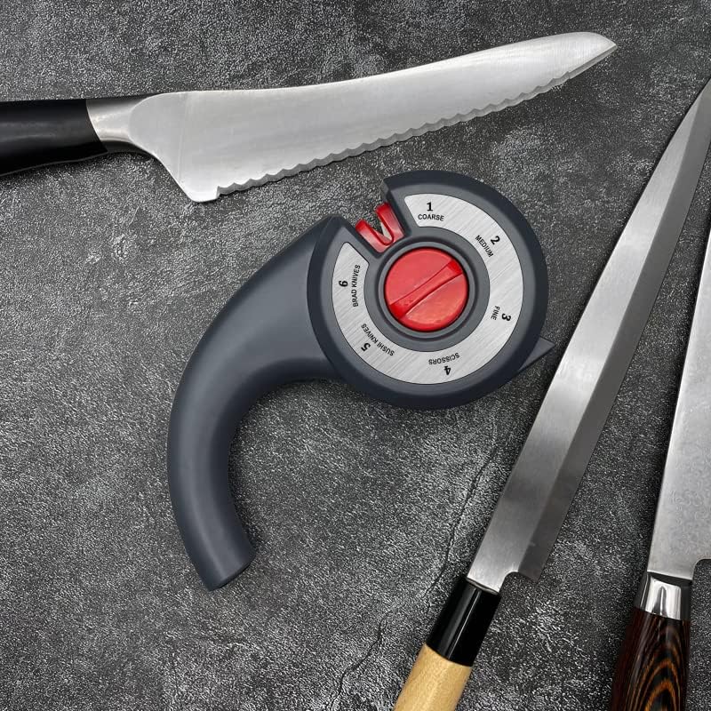 6-u-1 pribor za kuhinjski nož: 3-stepeni oštrač noža pomaže u popravljanju, obnavljanju, poliranju oštrica,