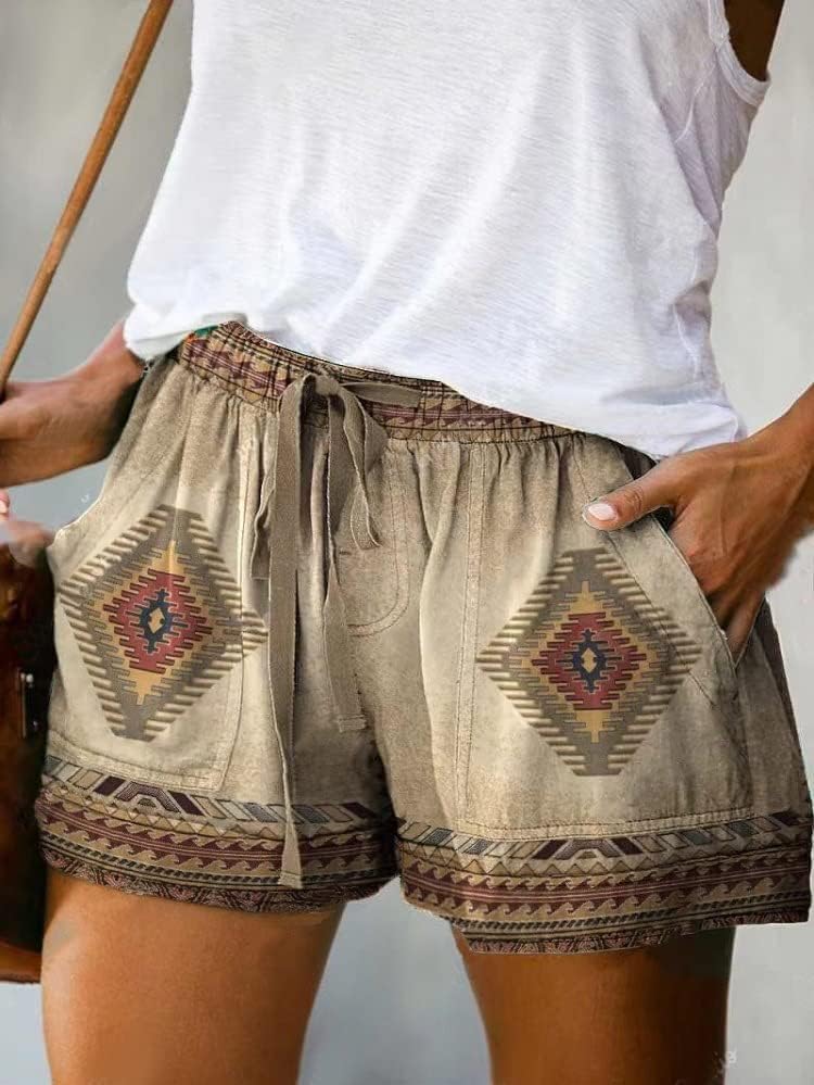 Hlače za žene Ljetni povremeni elastični struk zapadne etničke geometrijske kratke hlače Baggy Crckstring