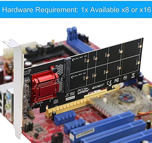 Carreteiro Dual NVMe PCIe Adapter, M. 2 NVMe SSD za PCI-E 3.1 x8/X16 podrška za kartice M. 2 NVMe SSD 22110/2280/2260/2242