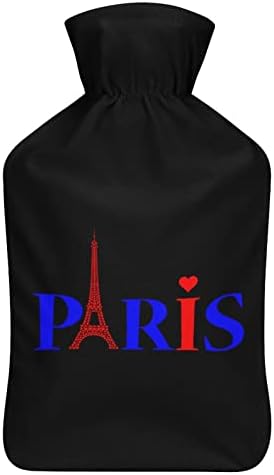 Ljubav Heart Paris Eiffel Tower Hot Vodena boca sa mekim plišnim poklopcem Topla gumena vrećica za ubrizgavanje