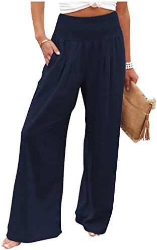 ZhenSanguo široke pantalone za noge za žene posteljine hlača za žene velike pantalone široke struke sa džepovima