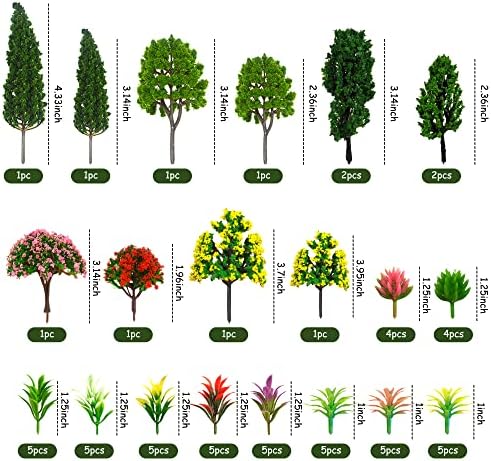 60 komada model drveća 1,1-4,3 inča mješoviti Diorama Model stabla šarena trava Mini lažne biljke za DIY