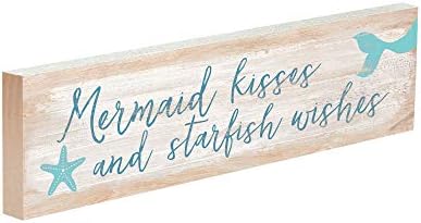 P. Graham Dunn Mermaid poljupci i morske želje za bijelim ispiranjem 6 x 1.5 Mini borov drveni tablici znakova