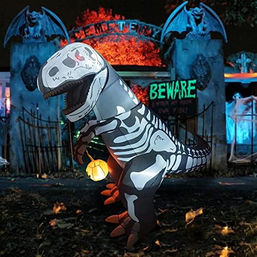 Goosh 7.2 FT Skelet na naduvavanje Dinosaur sa LED-u za ugradnju T-Rex Holding bundeve za kockice za Halloween