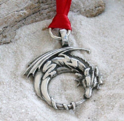 Trilogija nakit kositar gotički zmaj na polumjesecu Božićni ukras i praznična dekoracija