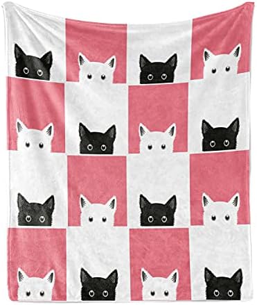 Lunarable Cats Throw deka, dizajn šahovske table sa mačićima mačići Kitty Životinje kućni ljubimci Retro