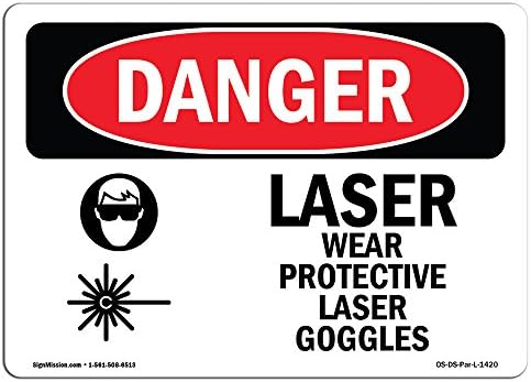 OSHA znak opasnosti - laserske zaštitne naočale za laseru | Aluminijski znak | Zaštitite svoje poslovanje,