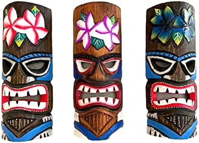 Oma Wood Rezbarena Tiki maska ​​Zidni dekor Viseće tropska havajska na plaži Surf Decor - set - Veličina