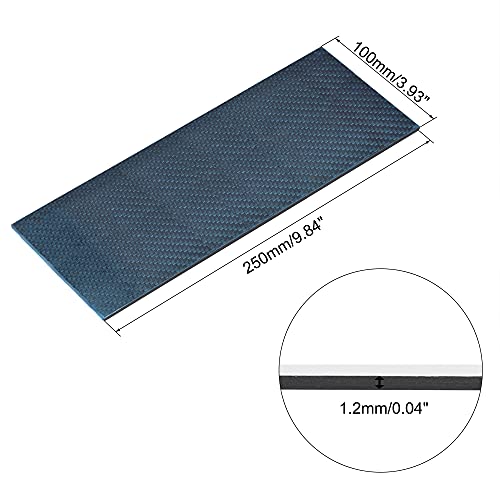 Uxcell ploče od karbonskih vlakana ploče 250mm x 100mm x 1.2 mm ploča od karbonskih vlakana