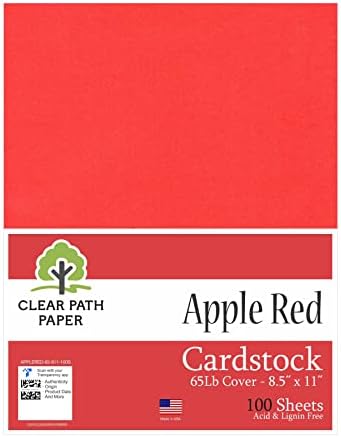 Apple Crveni karton - 8,5 x 11 inča - 65LB poklopac - 100 listova - jasan palica