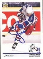 Joe Sacco Team USA 1992 UD hokej na hokeju Svjetsko prvenstvo Autographing Card. Ovaj artikal dolazi s potvrdom