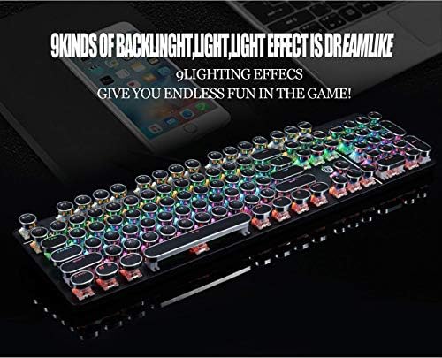 Yscp stil pisaće mašine mehanička tastatura za igre LED Dugina žičana Tastatura sa pozadinskim osvetljenjem