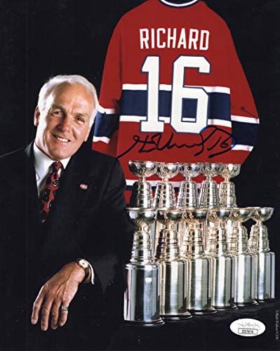 Henri Richard Autographied 8x10 boja fotografije + JSA Canadiens Stanley čaše