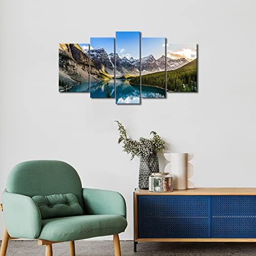 Zid Art Decor Poster Slika Na Platnu Print Slike 5 Komada Moraine Jezero I Planinski Lanac Zalazak Sunca
