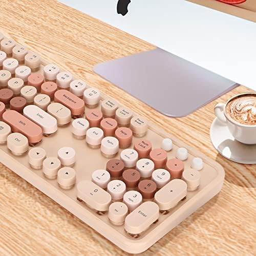 Bežični miš sa tastaturom, 104 tastera ergonomski komplet miša za slatku Desktop igru sa tastaturom za devojčice