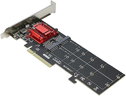 Misaso Dual NVMe PCIe Adapter, M. 2 NVMe SSD za PCI-E 3.1 x8/X16 kartica Podrška M. 2 NVMe SSD 22110/2280/2260/2242
