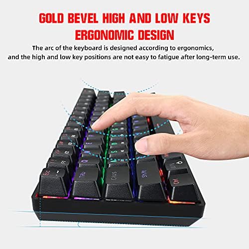 Snpurdiri 60 posto mehanička tastatura za igre, plava Switch anti-Ghosting 61 Key LED Dugina Tastatura sa