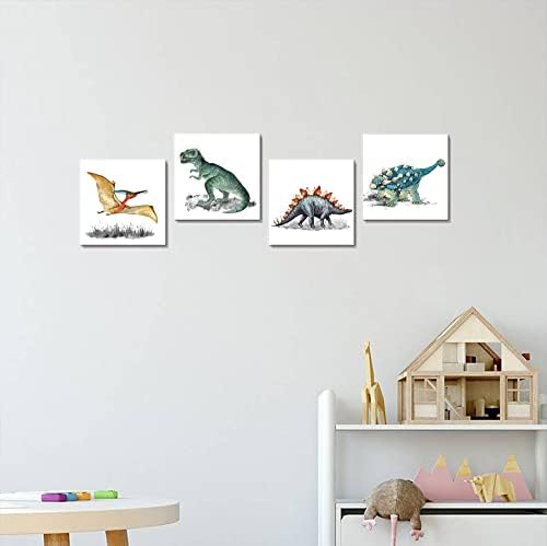 Dinosaur Wall Art and Sports Basketball Fudbal Canvas Art, Sport Slike za dječake, Djevojke Dekor sobe