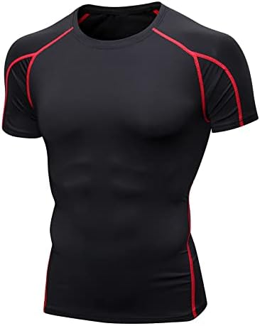 Kompresijska Majica Za Muškarce, Muške Kratke Rukave Za Trčanje Atletske Košulje Za Teretanu Cool Dry Crewneck
