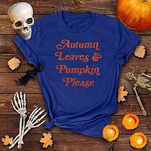 NaRHbrg Halloween T-Shirt za žene Funny pismo Print Shirts slatka jesen Tees Tops Teen Djevojke kratki rukav