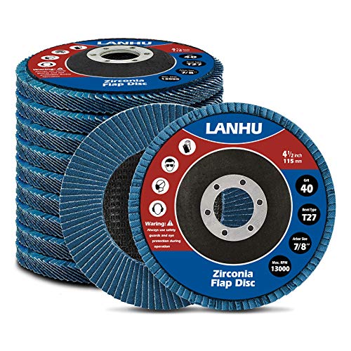 Lanhu, zirconia flap disk | 4,5 x 7/8-inčni | 40 Grit STAN tip vlakana Wheel Wheel Stan Tip 27 brusilica