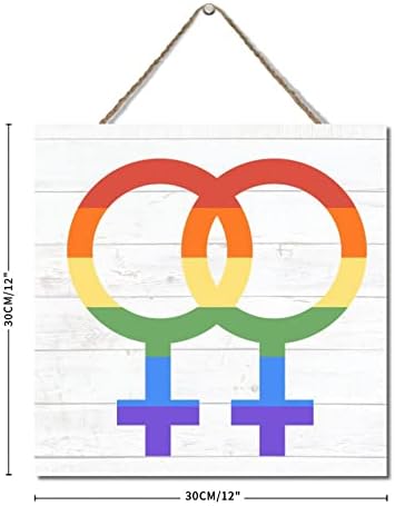 Seoska kuća Decor LGBT Lesbian Rainbow Pride Love Viseća znakovnica 12x12in Rainbow Gay Rod Rol Rod Plaques