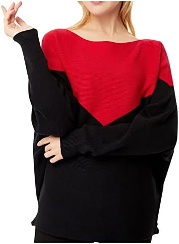 Ženski džemperi Kontrastni ubode izgubljeni jedan vrat dugih rukava pletena džemper Toper TOP pulover džempere