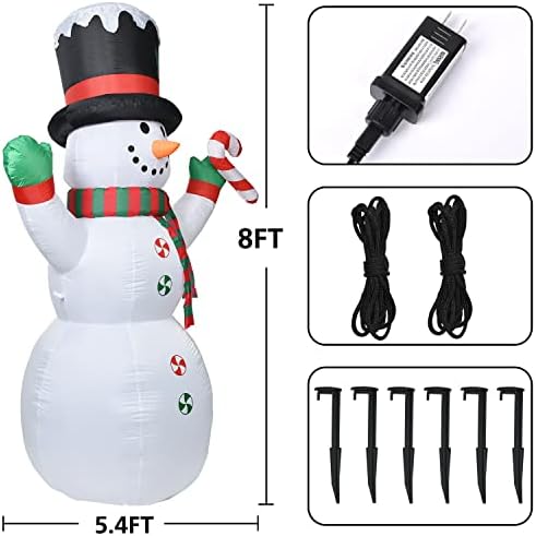 LVYDEC osvijetljeni snjegović božićni ukras - 8ft puhanje snjegovića sa ugrađenim LED svjetlima promjene