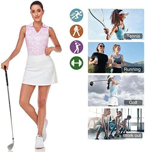 Zamowoty ženske majice za Polo Golf bez rukava UPF 50+ Dry Fit V-izrez sa kragnom za tenis