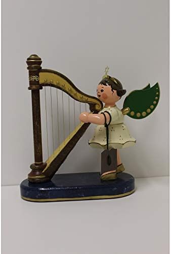 Njemački božićni anđeo sa Harp - 16cm / 6inch - Hubrig Volkskunst