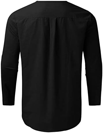 Men komadi pamučna posteljina set Henleyjeg majica dugih rukava i casual hlače na plaži Ljeto joga odijelo Classic odijela crna