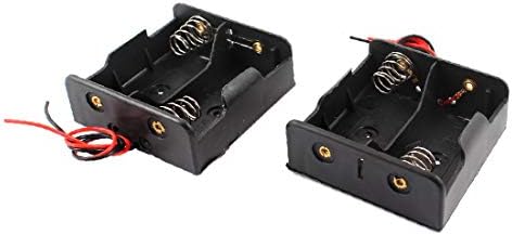 X-DREE 2 kom crna plastična kutija za držač baterije w žica za 2 X C 1.5 V baterije(2 pezzi in plastica