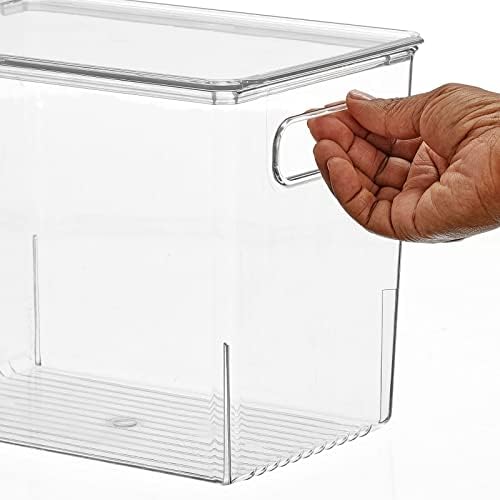 mDesign tanka plastična kutija za odlaganje ormarića za kupatilo sa ručkama/poklopcem, Organizator za slaganje
