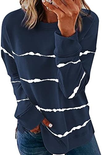 FarySays ženska 2022 casual crewneck dugih rukava s dugim rukavima slobodna strana split pulover vrhove