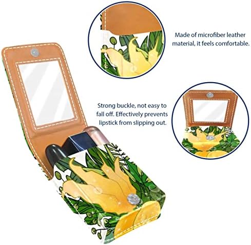 Oryuekan Makeup ruž za usne mini bag travela kozmetička torbica, organizator sa ogledalom za vanjsku djeverušušku poklon vjenčani torbice, žuto voćne tropske biljke