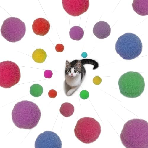 Fupusun 100pcs 1 / 3cm Premium šarene kuglice za mačke - meko mače pom pom igračke - lagana i mala lako