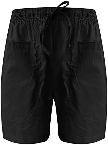Ženske kratke hlače Ljetno casual pamučni posteljina od posteljina elastična struka labave kratke hlače uzročno plaža Bermuda džepne hlače